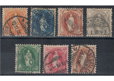 SWITZERLAND 1907 Helvetia standing 7v us
