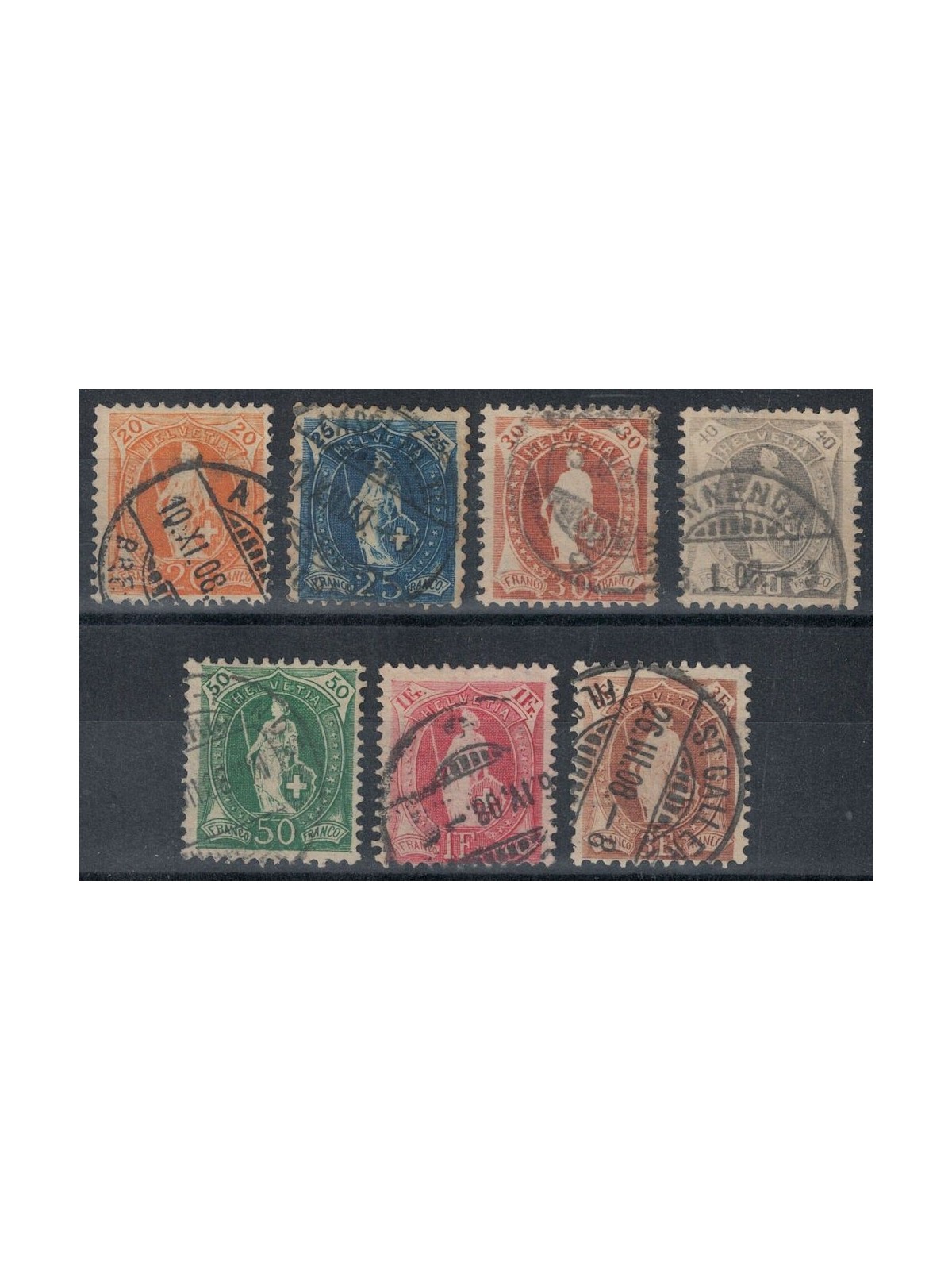 SVIZZERA 1907 Helvetia in piedi 7v us