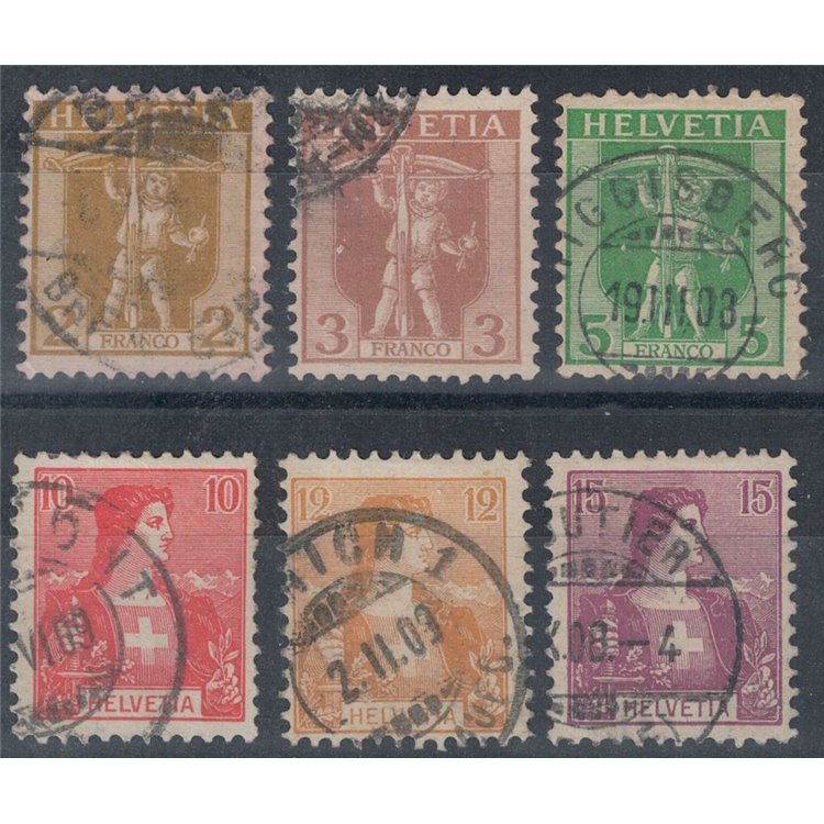 SWITZERLAND 1907 Walter Tell and Helvetia 6v us