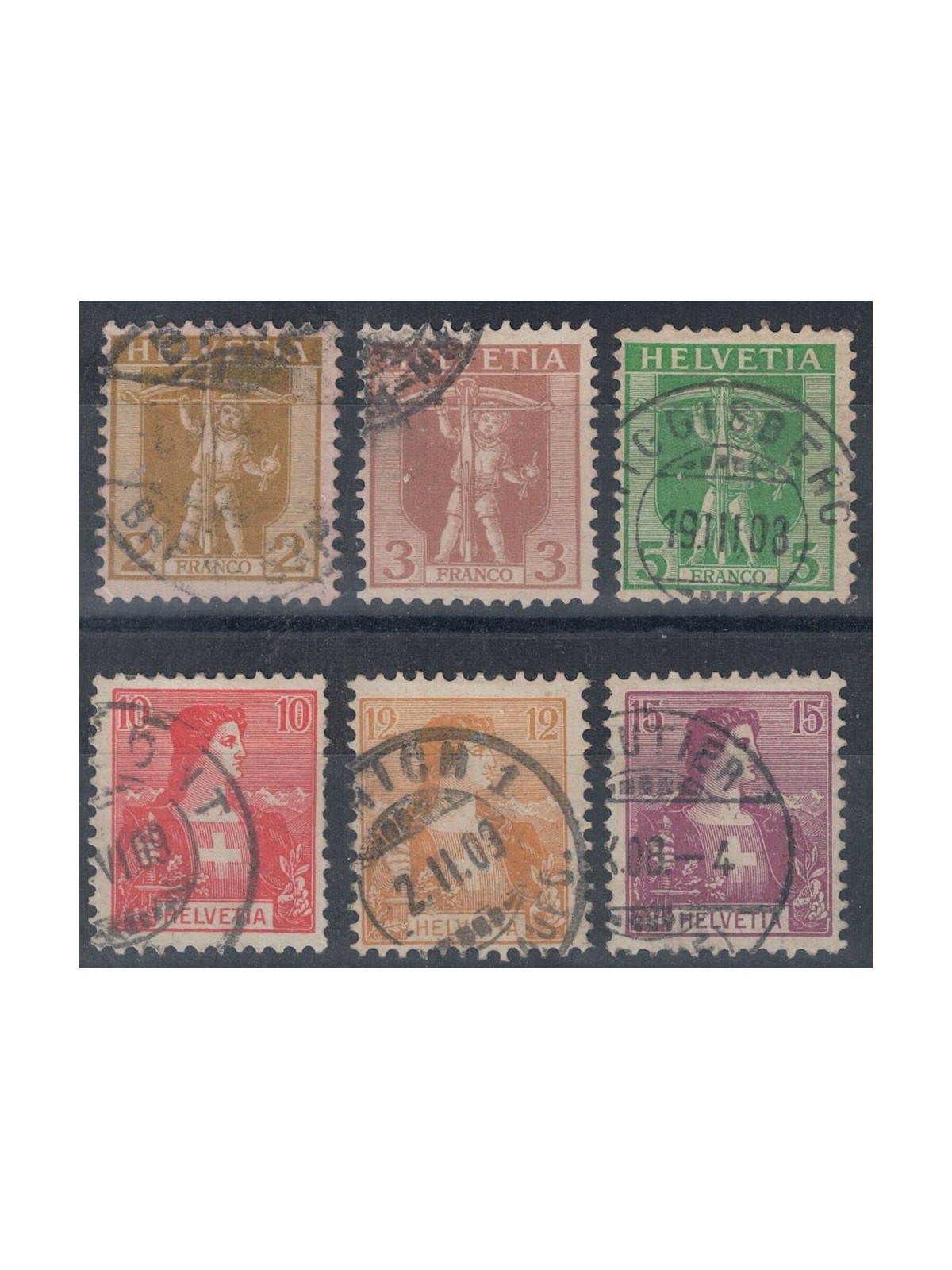 SWITZERLAND 1907 Walter Tell and Helvetia 6v us