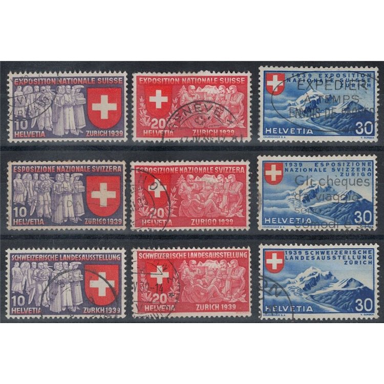 SWITZERLAND 1939 National Exhibition 9v us