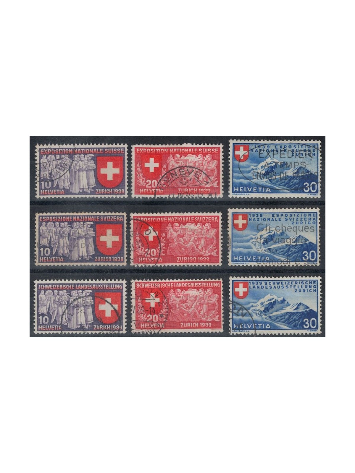 SVIZZERA 1939 Esposizione nazionale 9v us
