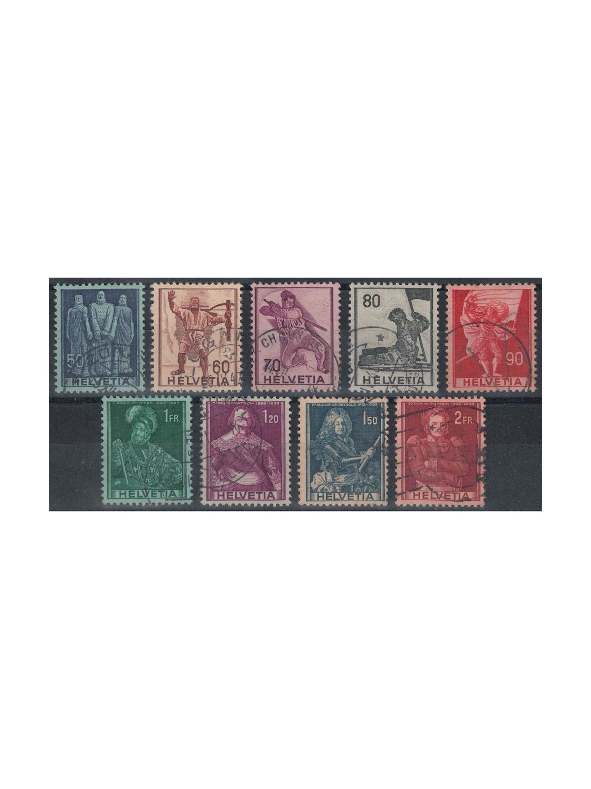 SWITZERLAND 1941 Historical subjects 9v us