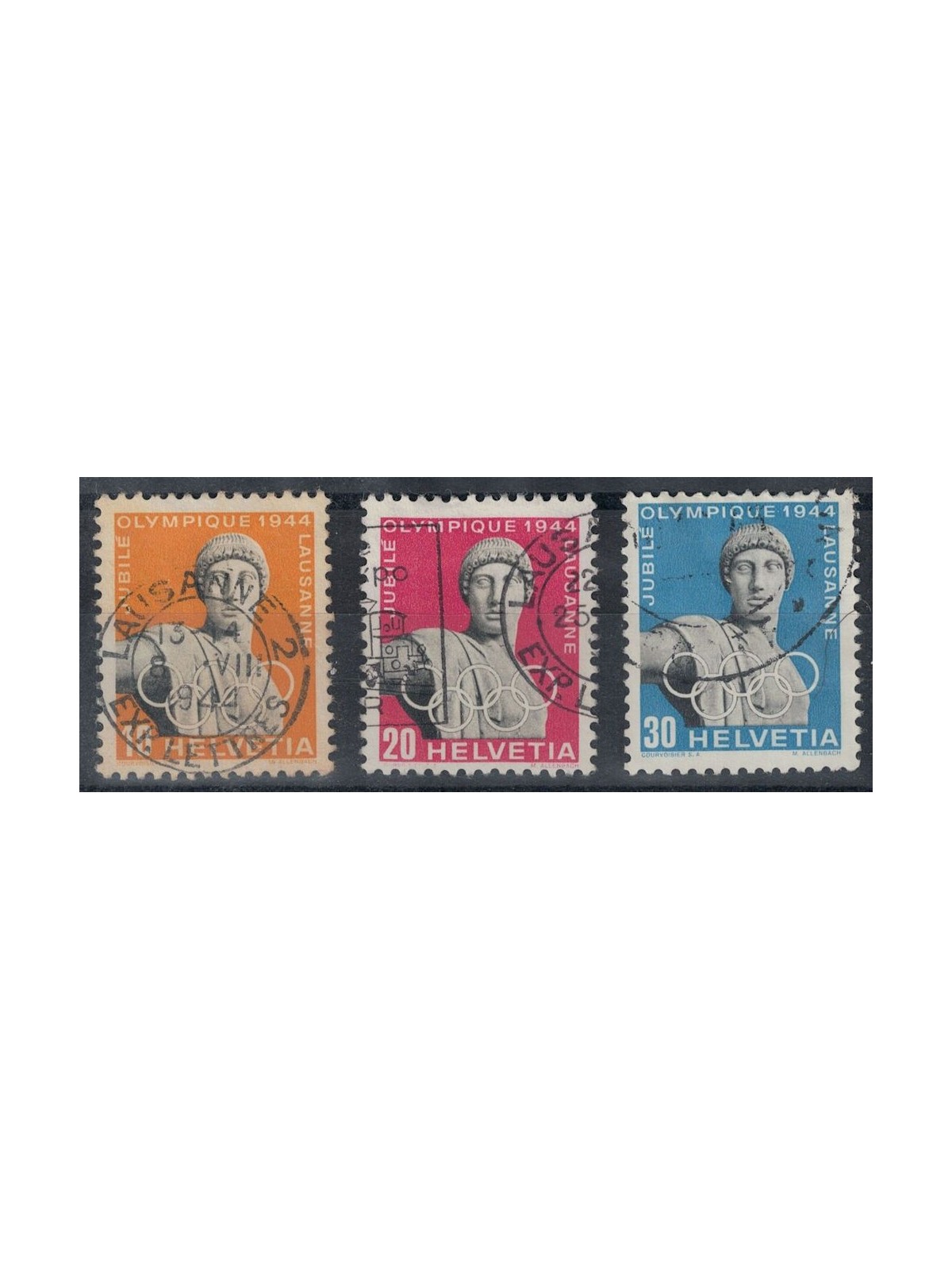 SWITZERLAND 1944 International Olympic Committee 3v us