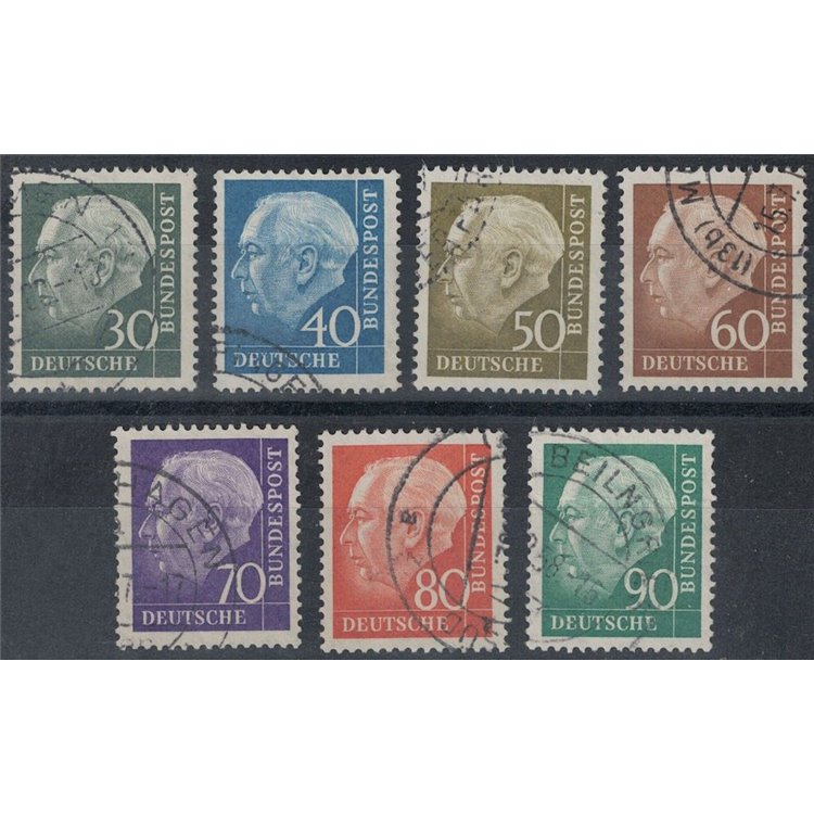 GERMANY FRG 1956-57 Theodor Heuss, ordinary series 7v used