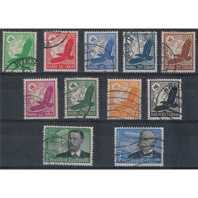 GERMANIA REICH 1934 Posta aerea, soggetti vari 11v us