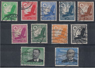 GERMANIA REICH 1934 Posta aerea, soggetti vari 11v us