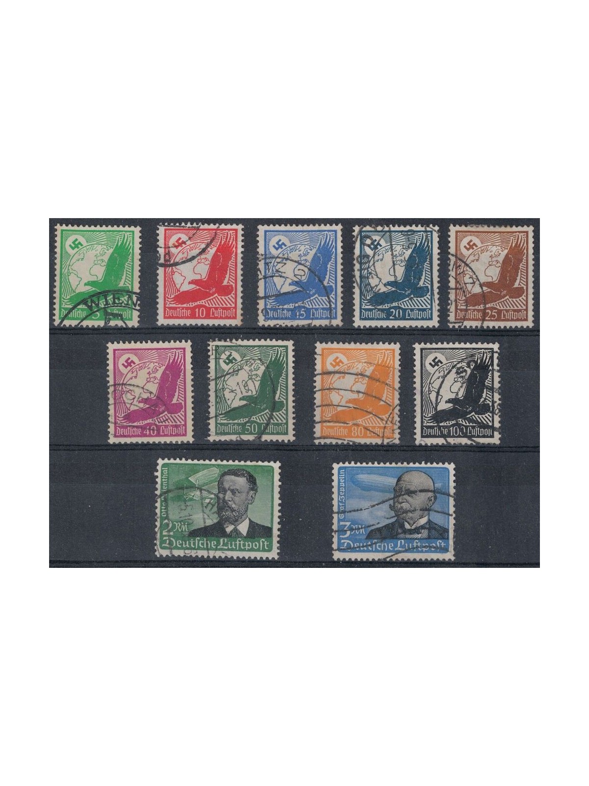 GERMANY REICH 1934 Airmail, various subjects 11v us