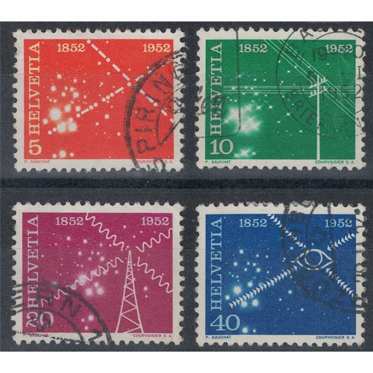 SVIZZERA 1952 Centenario delle telecomunicazioni 4v us