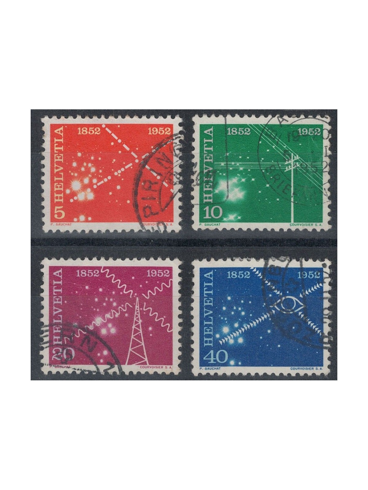 SVIZZERA 1952 Centenario delle telecomunicazioni 4v us