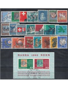 SVIZZERA 1965 Annata completa 21v + 1 BF us