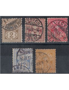 SVIZZERA 1882 Cifra sormontata da una croce (carta bianca) 5v us