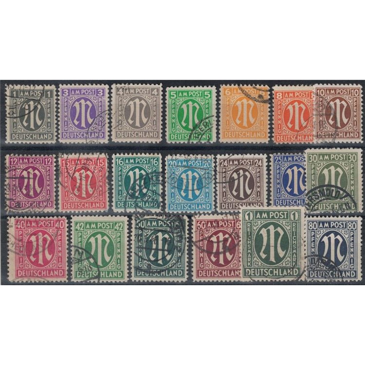 GERMANY BIZONA 1945-46 Letter M in Gothic character (Brunswick) 20v us