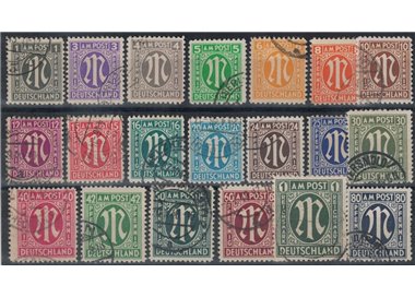 GERMANY BIZONA 1945-46 Letter M in Gothic character (Brunswick) 20v us