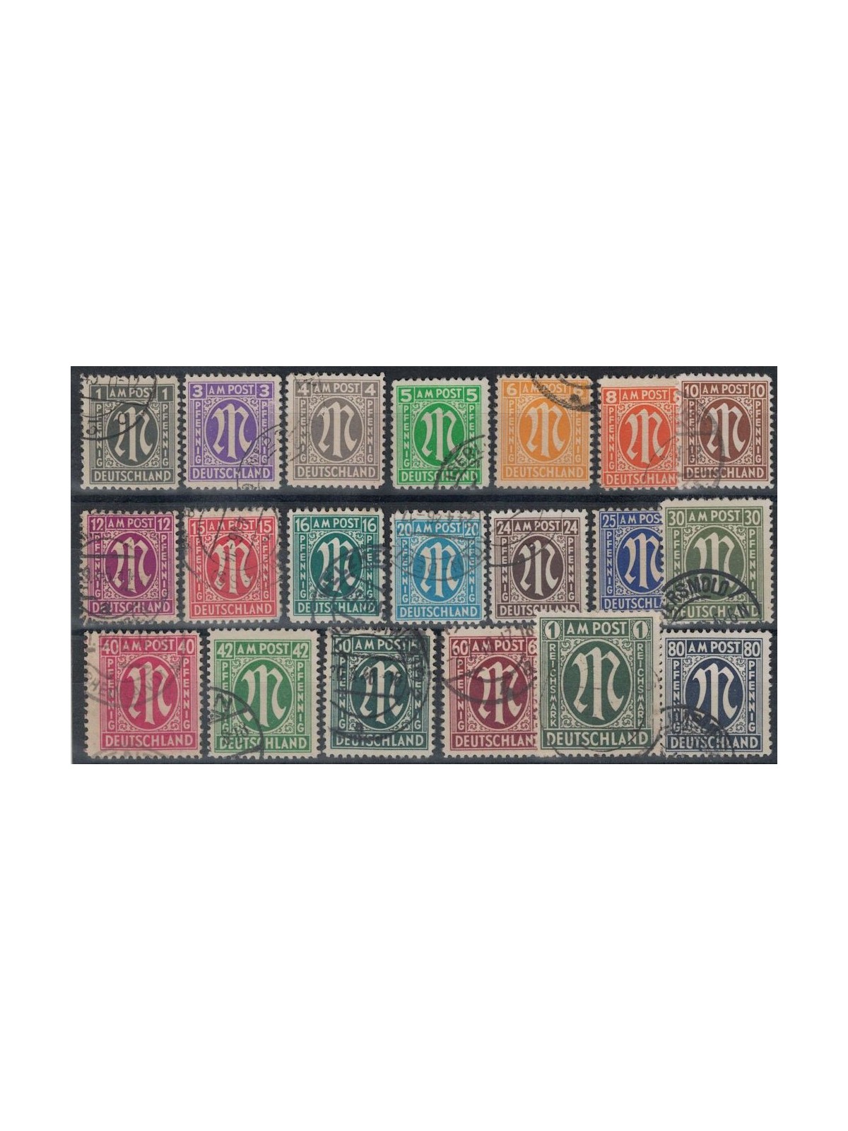 GERMANIA BIZONA 1945-46 Lettera M in carattere gotico (Brunswick) 20v us