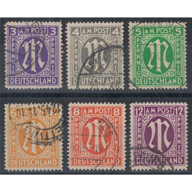 GERMANY BIZONA 1945 Letter M in Gothic character (London) 6v us