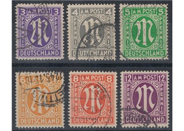 GERMANY BIZONA 1945 Letter M in Gothic character (London) 6v us