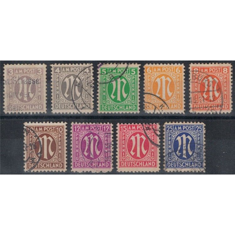 GERMANIA BIZONA 1945 Lettera M in carattere gotico (Washington) 9v us