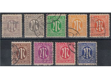GERMANY BIZONA 1945 Letter M in Gothic character (Washington) 9v us