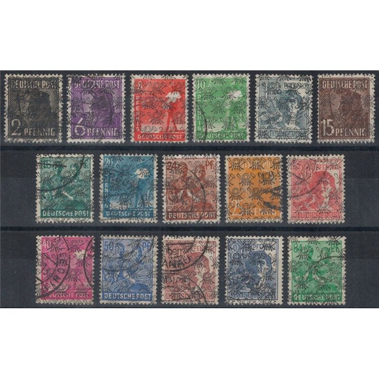 GERMANIA BIZONA 1948 Serie Lavoratori soprastampata a tappeto 16v us
