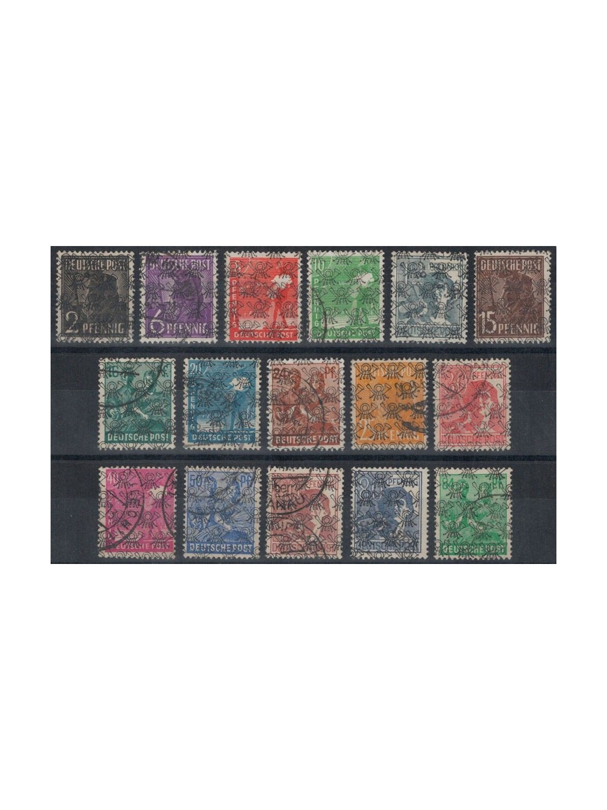 GERMANIA BIZONA 1948 Serie Lavoratori soprastampata a tappeto 16v us