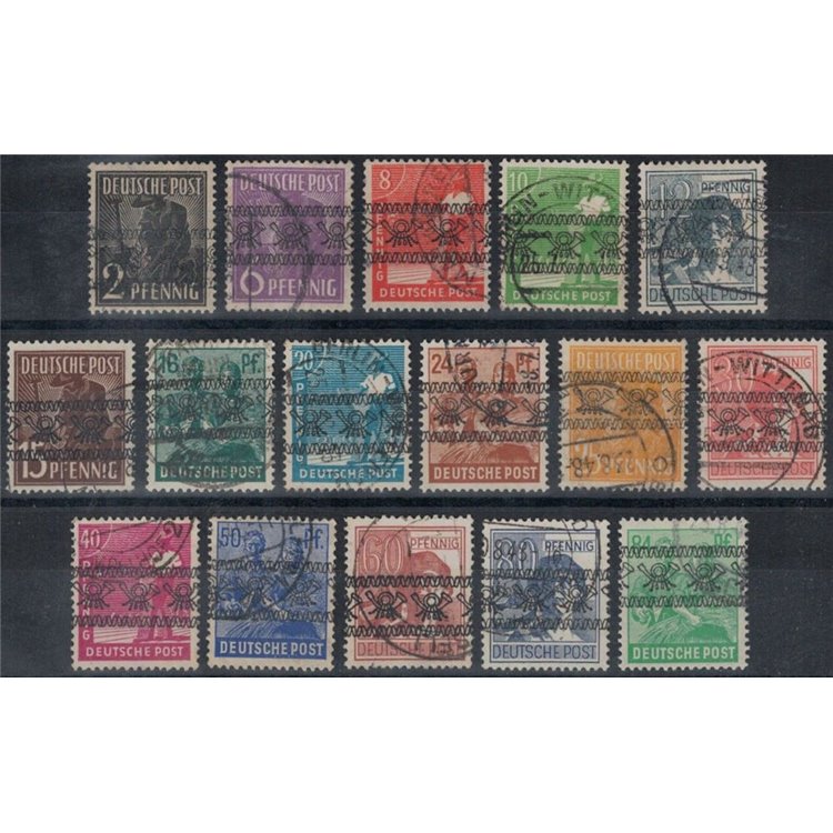 GERMANIA BIZONA 1948 Serie Lavoratori soprastampata a nastro 16v us