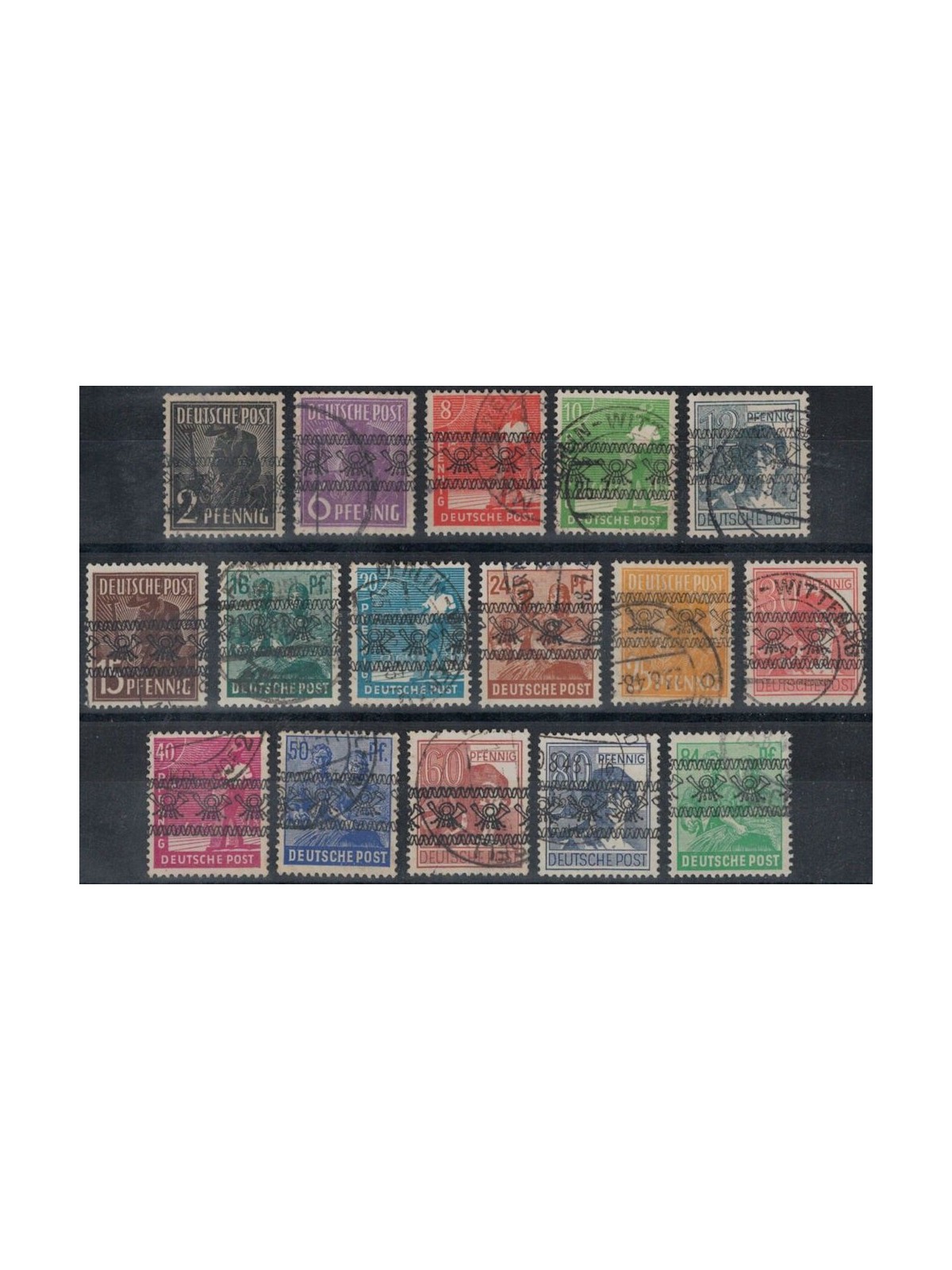 GERMANY BIZONA 1948 Workers Series overprinted on ribbon 16v us