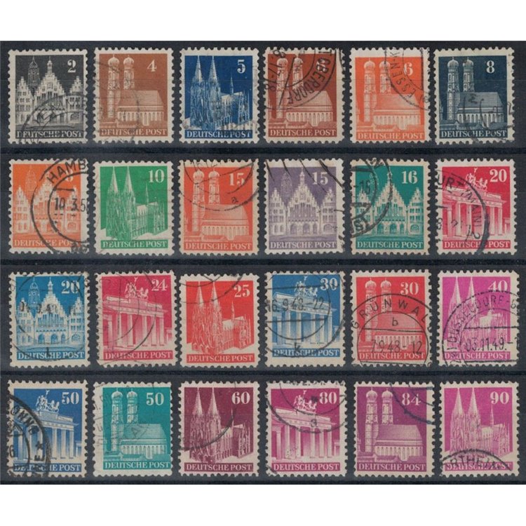 GERMANIA BIZONA 1948 Chiese ed edifici storici 24v us