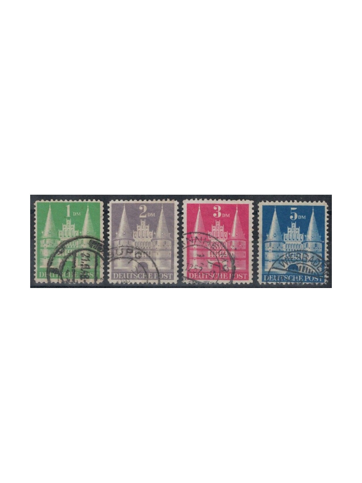 GERMANY BIZONA 1948 Holstentor of Lübeck (I type) 4v us