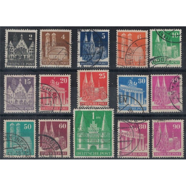 GERMANY BIZONA 1952 Churches and historic buildings 15v us