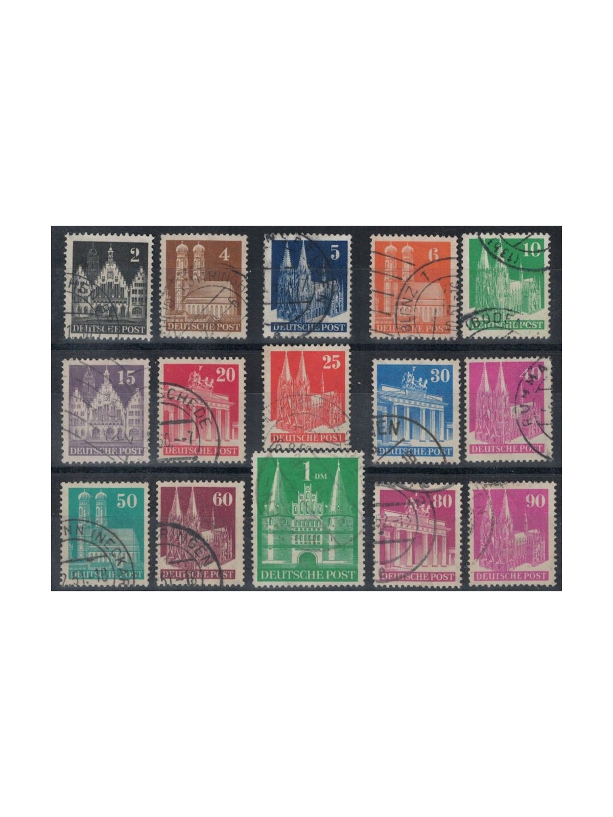 GERMANY BIZONA 1952 Churches and historic buildings 15v us