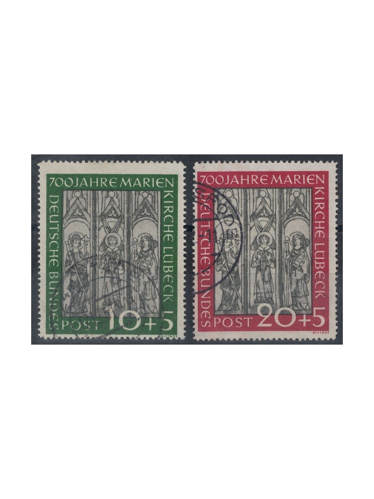 GERMANY BRD 1951 Lübeck Cathedral 2v us