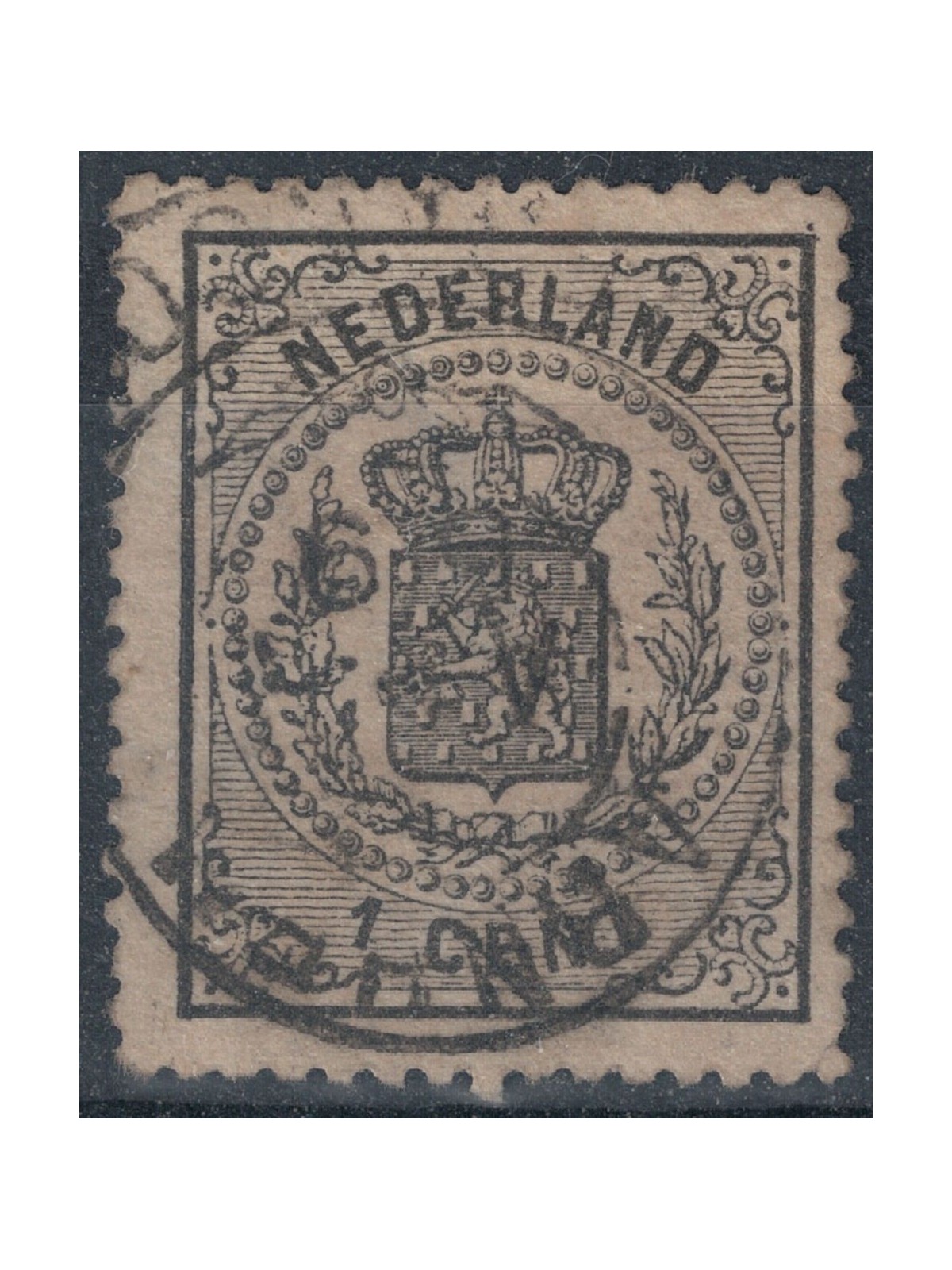 NETHERLANDS 1869-71 Coat of Arms 1c black us
