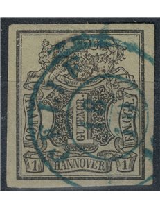HANNOVER 1851-55 Stemma e cifra 1g verde us