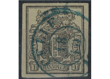 HANNOVER 1851-55 Coat of arms and number 1g green us