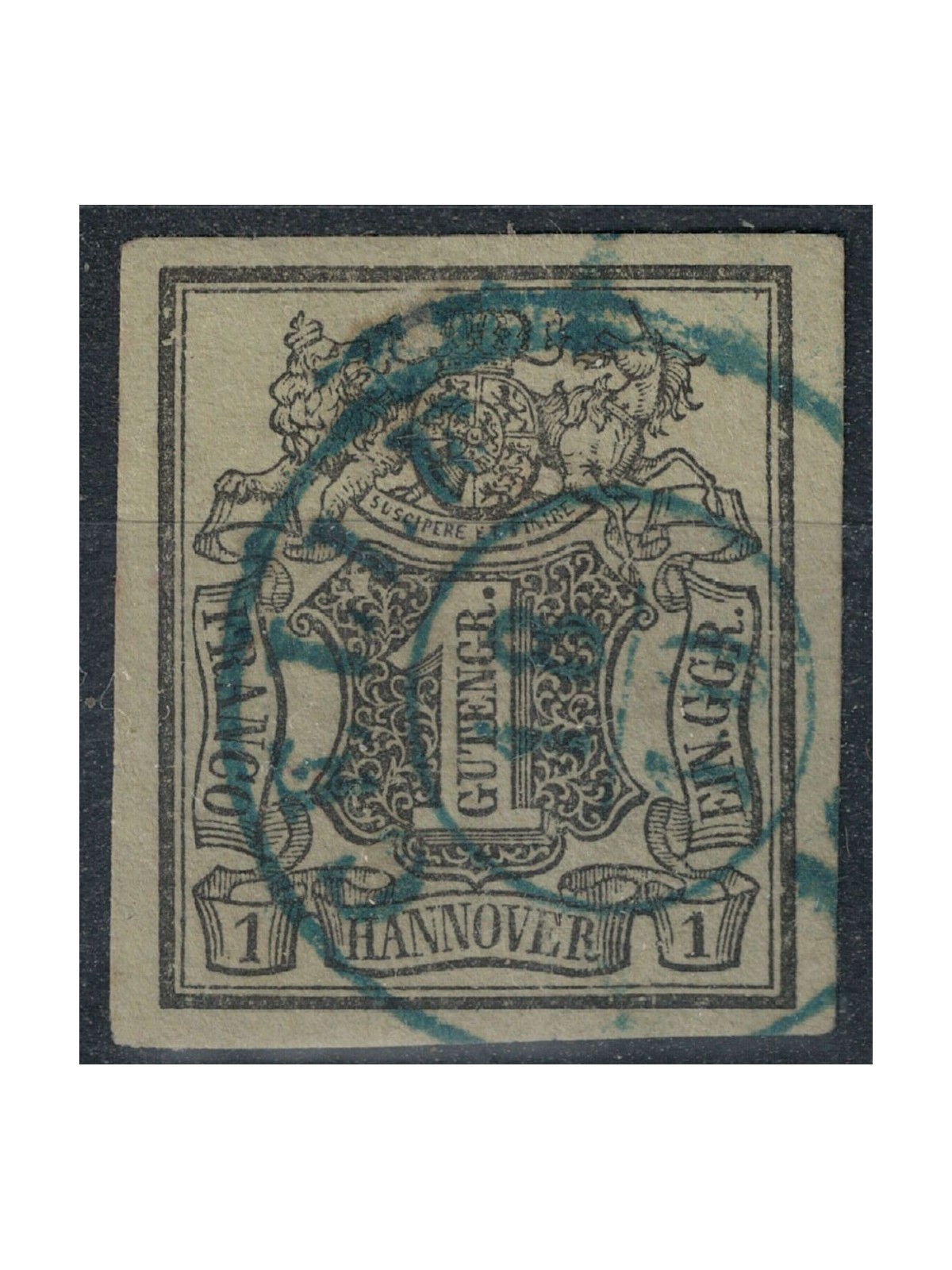 HANNOVER 1851-55 Stemma e cifra 1g verde us