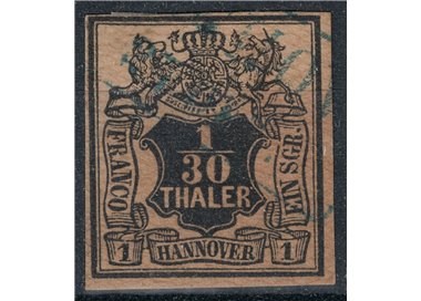 HANNOVER 1851-55 Coat of arms and 1/30t salmon US