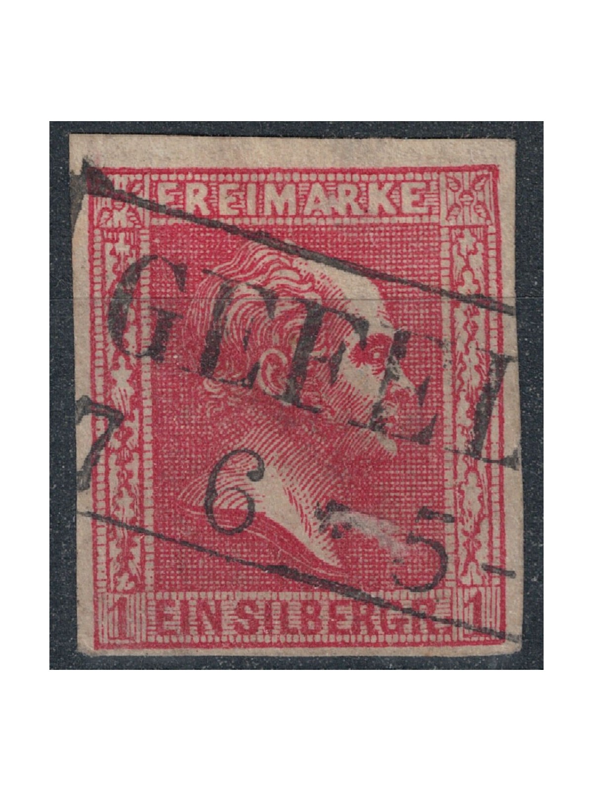 PRUSSIA 1857 Federico IV 1 carminio rosa us