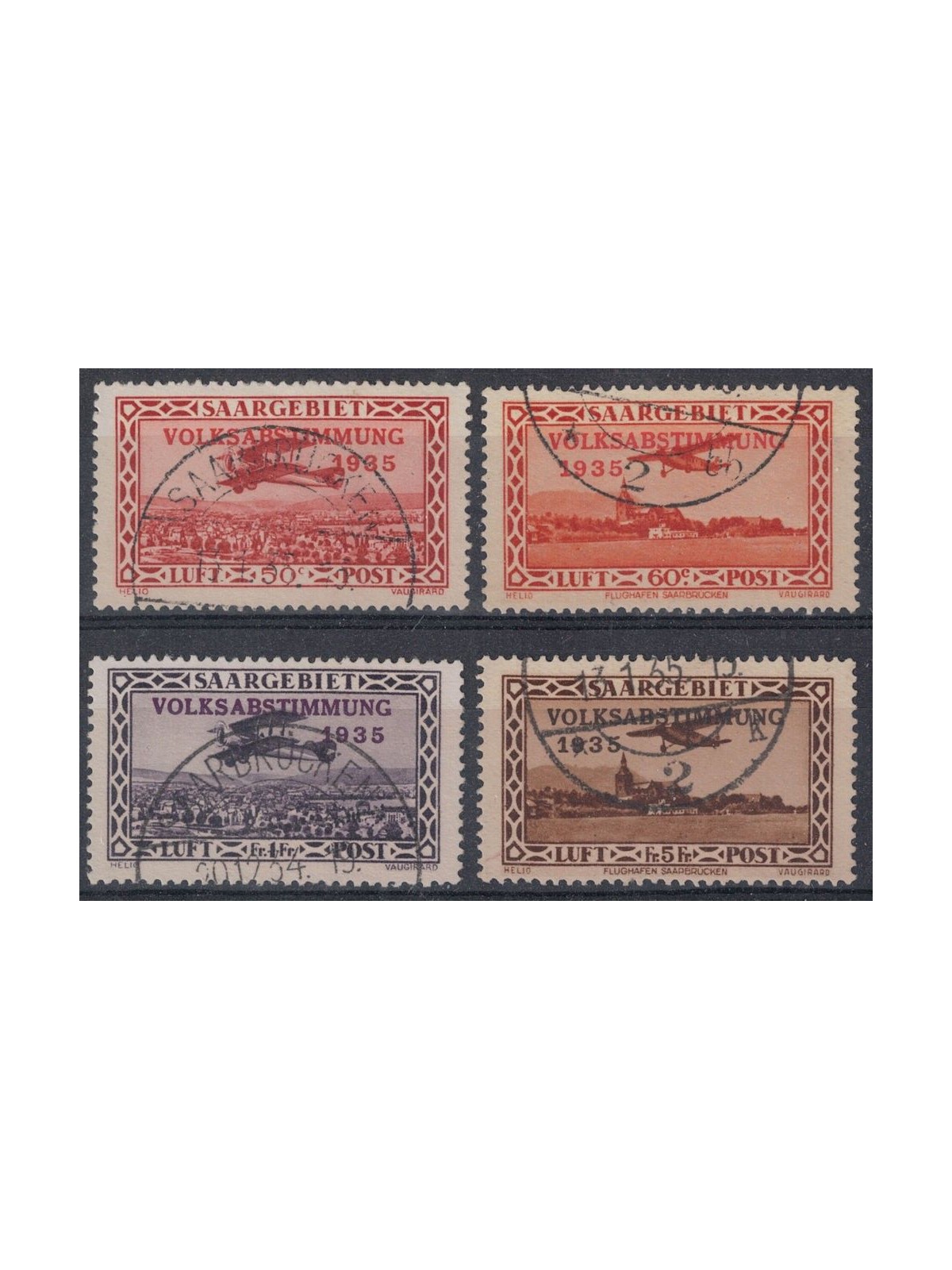 GERMANIA SARRE 1934 Plebiscito, posta aerea 4v us