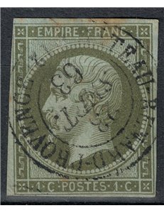 FRANCE 1853-60 Effigy of Napoleon III, 1c olive green us