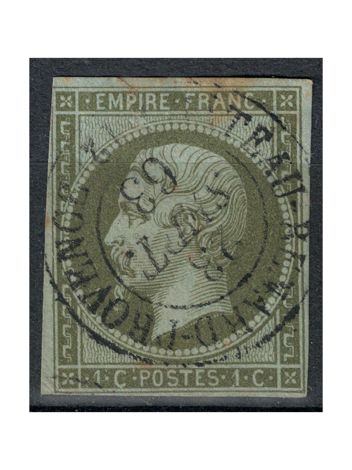 FRANCE 1853-60 Effigy of Napoleon III, 1c olive green us