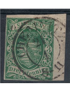GERMANY SAXONY 1851 Coat of arms 3p green used