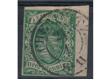 GERMANY SAXONY 1851 Coat of arms 3p green used