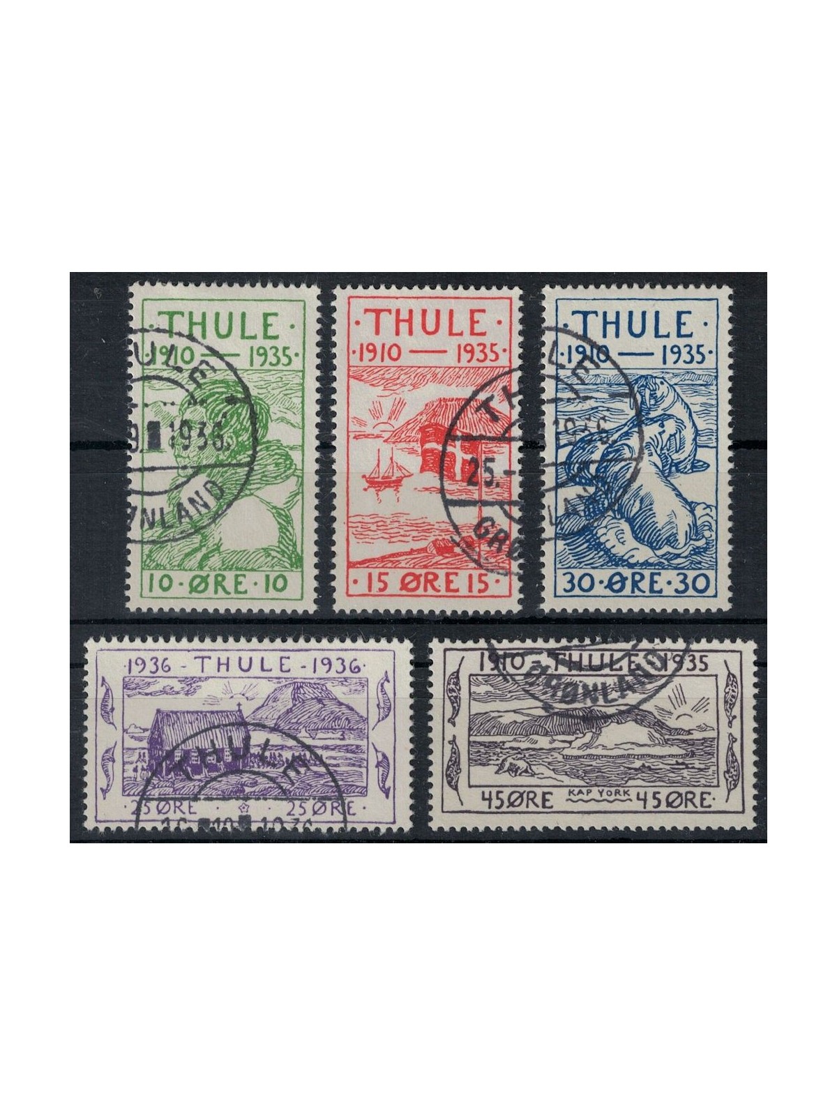 GROENLANDIA (THULE) 1935-36 Soggetti vari 5v us