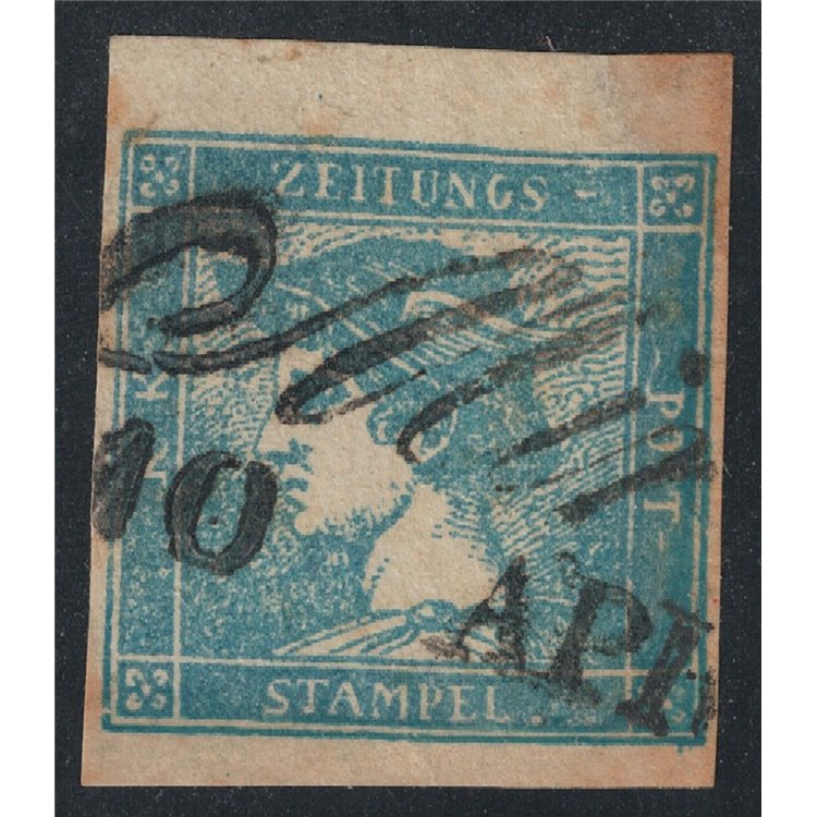 AUSTRIA 1851 Newspaper stamps 0.6 kreuzer blue used