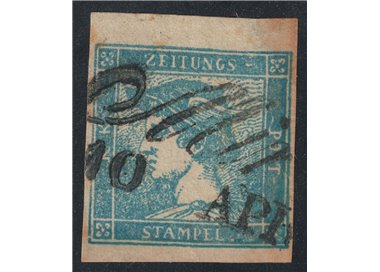 AUSTRIA 1851 Francobolli per giornali 0,6 kreuzer azzurro us