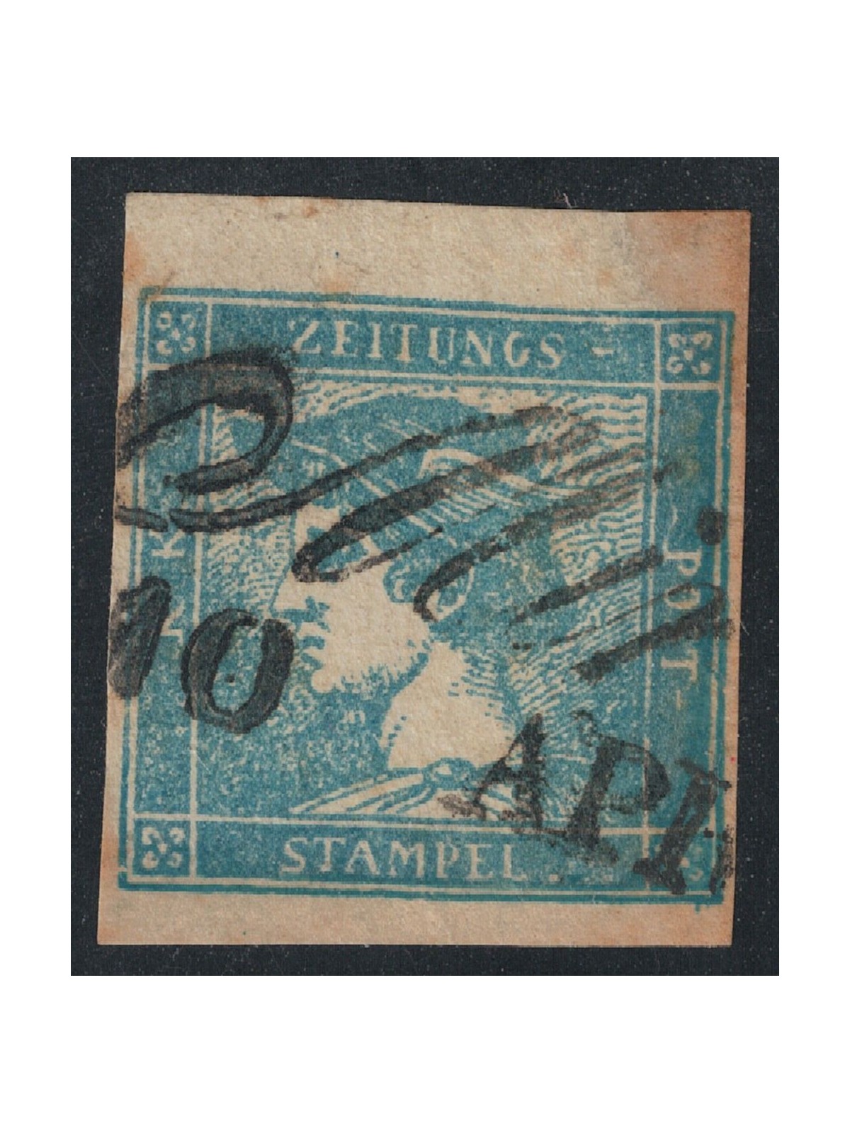 AUSTRIA 1851 Newspaper stamps 0.6 kreuzer blue used