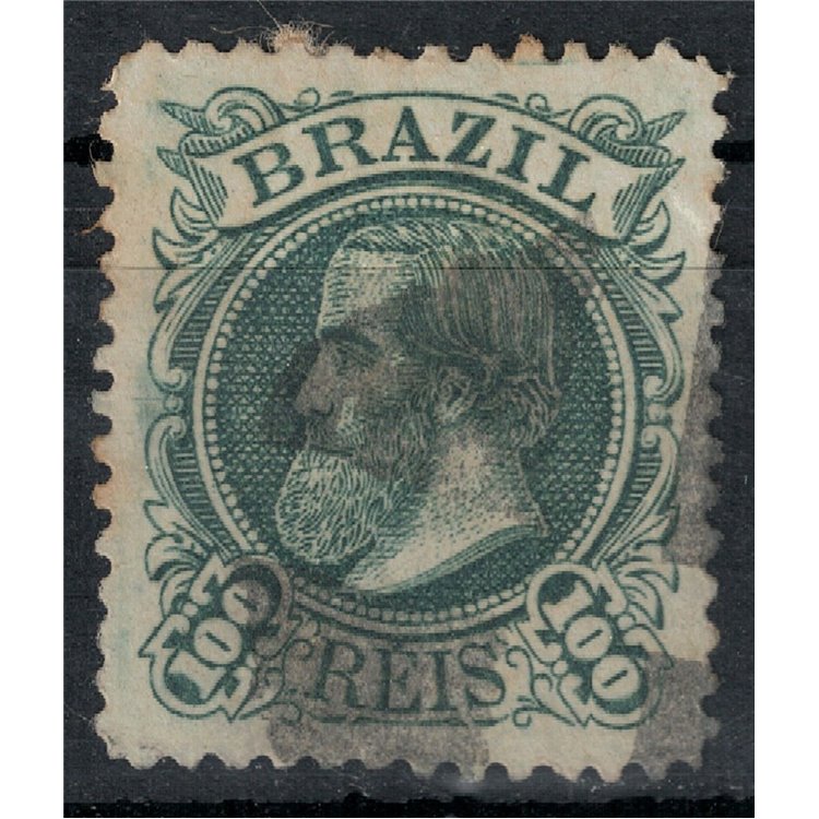 BRAZIL 1881 Pedro II 100r green gray us