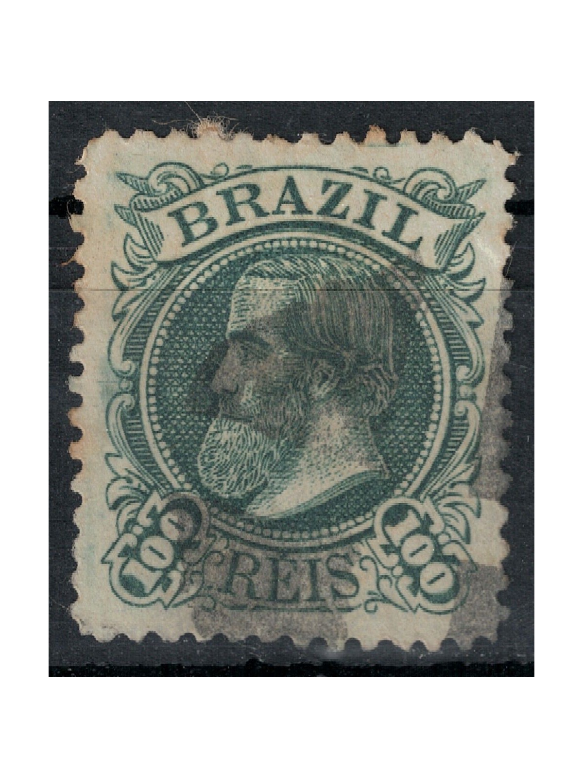 BRASILE 1881 Pedro II 100r verde grigio us