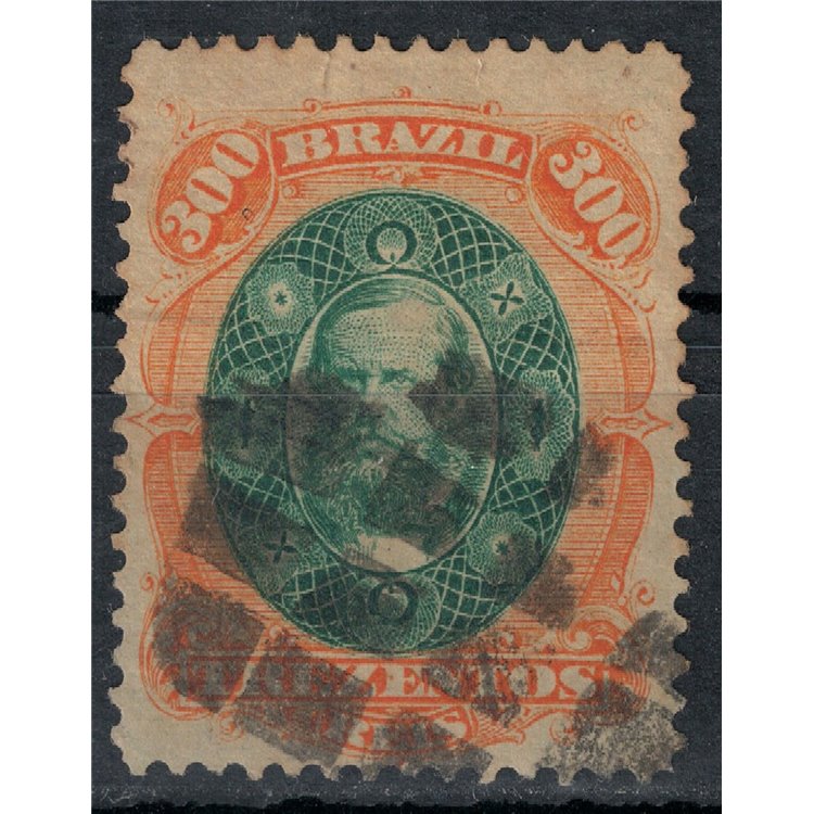 BRASILE 1878 Pedro II 300r arancio e verde us